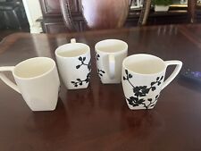 Set of 4 Coventry Mon Cheri Black Flower Stems on White Square Ceramic Mug picture