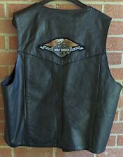 Harley Davidson Patch Black Genuine Leather Motorcycle Vest 50 Leather Gallery picture