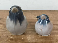Vintage Dissing Keramik Hovedgaard Pair Ceramic Glazed Blue Birds Danish Denmark picture