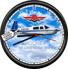 Mooney M20 Your Number & Name Airplane Flying Aviation Pilot  Sign Wall Clock picture