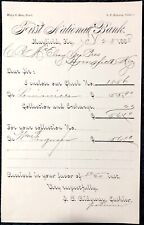 1888 Mayfield, Ky Letterhead First National Bank Sent To Springfield picture