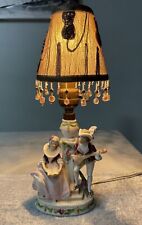 Antique 1930s Dresden Style Ceramic Porcelain Figures Table Lamp~Beautiful+Works picture
