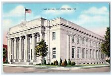 1940 American Flag Post Office Appleton Wisconsin WI Antique Posted Postcard picture