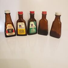 5 Vtg 1 Oz Food Coloring Brown Glass Bottles McCormick Schilling picture
