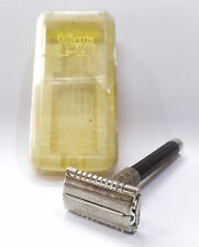 Rare Vintage Gillettin Safety Razor Black Handle Made In England  picture
