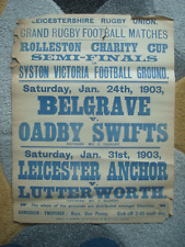 ORIGINAL 1903 RUGBY UNION POSTER  LUTTERWORTH v LEICESTER ANCHOR ROLLESTON CUP picture
