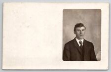 RPPC Dows Iowa Handsome Young Man Portrait Real Photo 1908 Postcard W21 picture