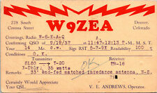 1937 W9ZEA Denver Colorado Ham Radio Amateur QSL Card Postcard Vtg picture