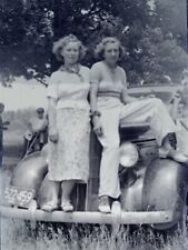 Vintage Photo Negative Old Car Pretty Women 1938 Massachusetts License Plate picture