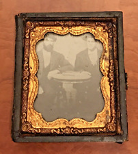 Antique Ambrotype Mini Frame And Photograph Couple Portrait CDV picture