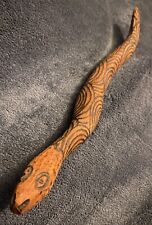 Vintage Australian Aboriginal Art Mulga Wood Carving Goanna Snake 15” picture