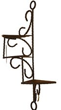 Vtg twisted rope Wrought Iron wall Hanging spiral stair steps 3 tier Shelf black picture
