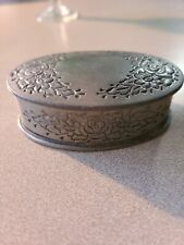 antique solid pewter floral  engraved hallmarked oval trinketbox 3