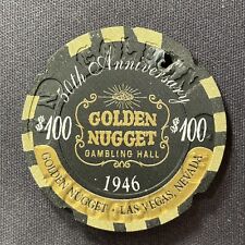 Golden Nugget Las Vegas $100 casino chip 50th anniversary notched HL picture