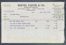 Philadelphia PA Reeves Parvin & Co Groceries 1915 Receipt For Goods e1-40 picture