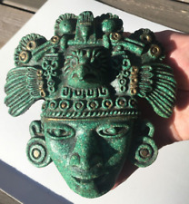**Vintage MCM Malachite Zarebski? MASK FACE PLAQUE MAYAN AZTEC WALL HANGING 6 IN picture