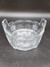 Etched Glass Dish/ Bowl Clear with Insert and Raised Handles. Excellent Vintage picture