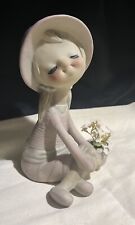 Vintage Sitting Girl 1970’s Lorrie Designs Girl with Hat & Flower Pot picture