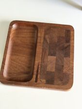 Vtg KALMAR Teak Wood Rectangle Cheese Cutting Board Serving Tray NO KNIFE picture