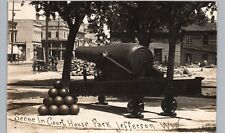 COURT HOUSE PARK CANNON jefferson wi real photo postcard rppc veterans monument picture