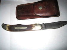 Vintage Schrade Walden Old Timer 1250T Folding Knife w/Leather Sheath picture