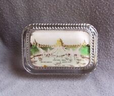1904 World's Fair Souvenir Glass Paperweight w/ Engraved Name & Address picture