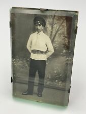 Rare Antique Thick Glass Photo Frame  with Photo 1900s picture