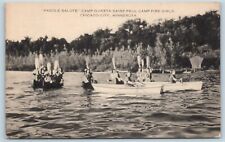 Postcard MN Chicago City Paddle Salute Camp Ojiketa St Paul Camp Fire Girls S9 picture