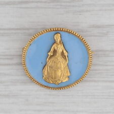 Colonial Dames Pin 14k Gold Blue Enamel Figural Member Lapel picture