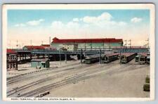 1920's FERRY TERMINAL BUILDING ST GEORGE STATEN ISLAND NY TRAIN TRACKS DEPOT RR picture