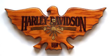 HARLEY DAVIDSON WOODEN WALL HANGING EAGLE PLAQUE WITH CLOCK 16 By 7