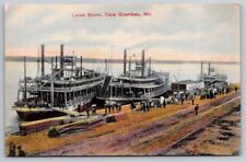 eStampsNet - Levee Scene Cape Girardeau MO Paddlewheel Ships Postcard picture