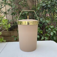 VTG Cal Dak Canister 50s Mid Century Modern MCM Ice Wine Bucket Tan Brown Gold picture