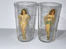 2 Federal Magic Follies Pin Up Girls Glasses Federal Pin Up 2 Vintage Glasses picture