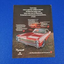 1968 PLYMOUTH FURY 440 V-8 ORIGINAL COLOR PRINT AD SHIPS FREE CHRYSLER LOT RED picture