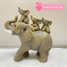 Adorable Elephant w/ 3 Calves Statue - Unique Home Decoration Mother's Day Gift picture