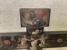 Antique Church Crucifix Cross Wooden Hand Painted - Exceptional WOW 18” See 📸 picture