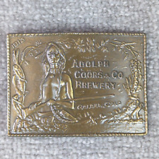Vintage Adolph Coors Brewery Belt Buckle 1913 Brass Original Siskiyou Buckle Co picture