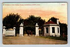 Marshalltown IA, Soldier's Home, Entrance Horse Cart, Iowa Vintage Postcard picture