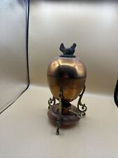 Vintage Tagus Copper Egg Coddler with Brass Chicken Finial Made in Portugal 9