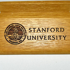 Vintage Stanford University Wood Business Card Holder Desktop College Alma Mater picture