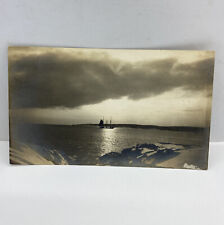 RPPC Real Photo Postcard Sailboat Sunset Unique Bin#album6 picture