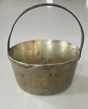 Antique Heavy Brass Jam Pail Gathering Bucket Kettle 1800's Iron Handle Copper picture