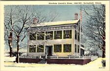 Springfield IL-Illinois, Abraham Lincoln's Home In Winter Vintage Postcard picture