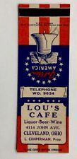 Vintage Lou’s Cafe Cleveland Ohio Matchbook Cover God Bless America picture