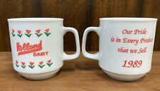 Vintage Holland Dairy 1989 Indiana Tulip Coffee Cup Mug Set Of 2 picture