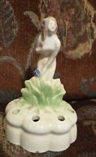 Vtg Coronet Ceramic Art Nouveau Nude Bathing Woman Flower Frog Germany picture