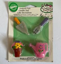 Vintage Wilton Gardening Tools Theme Cake  Candles Wax Birthday Party NWT picture