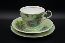 Vintage 1934-39 Aynsley Bone China Green Cup & Saucer Trio C443 Made in England picture