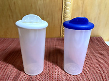 Tupperware Spice Shakers Lot of 2, # 1329, One White Lid & 1 Blue Lid, Used picture